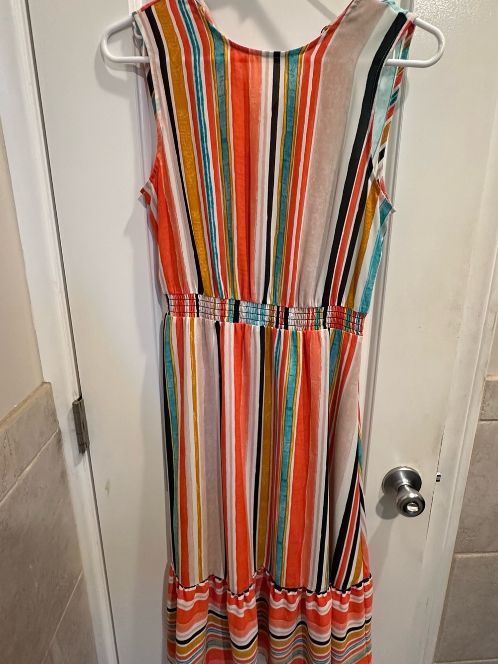 Vibrant Multicolor Striped knee length Dress